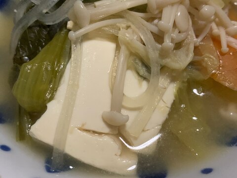小松菜、お豆腐たっぷり味噌鍋